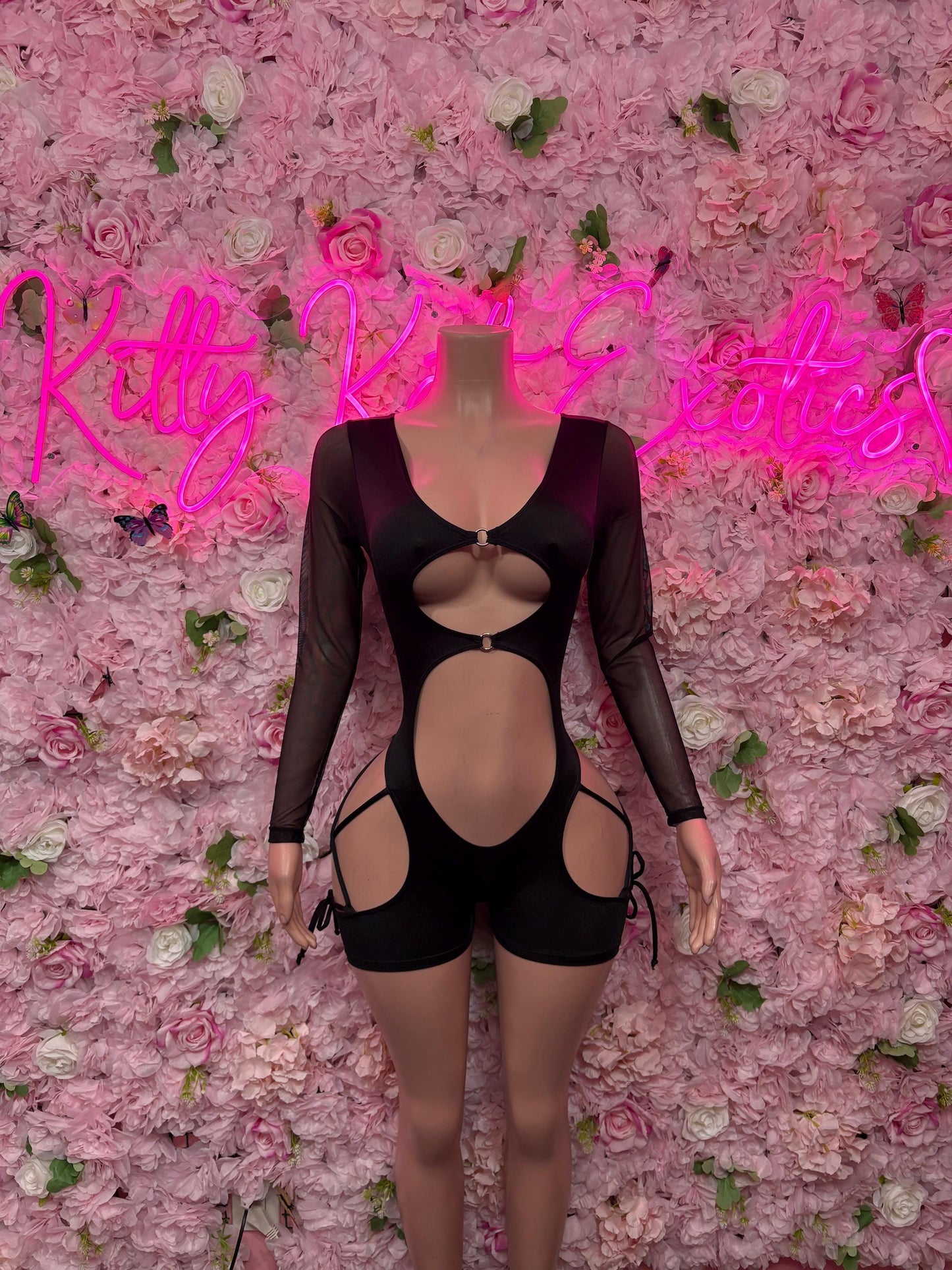 Bottlegirl Bartender Outfit One Piece Black Metallic Bodysuit -  Exotic Dancewear, Bartender