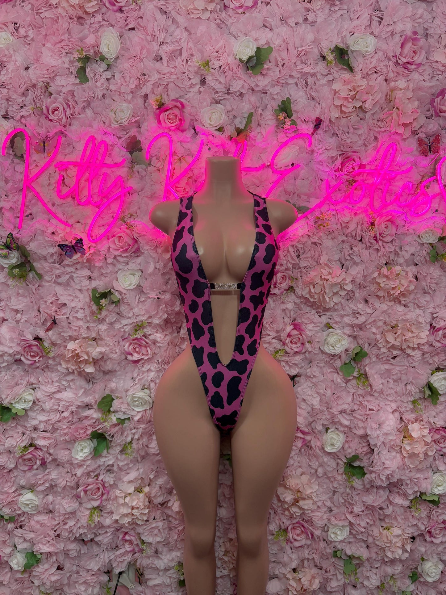 Festival One Piece Pink Animal Print -  Elegant and Sexy Evening Dress for Performers, Events, or Special Rave Outfit