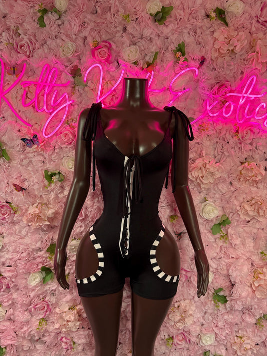 NBA Referee Costume Set - One Piece Sports Bodysuit for Women - Halloween, Rave, Clubwear, Game Day, Roleplay, Festival Look