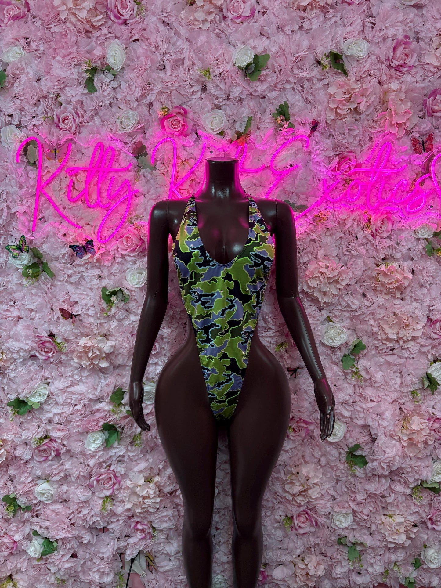 Exotic Dancewear One Piece Camo Print Bodysuit - Dancewear, Sexy for Performers, Events, or Special Occasions