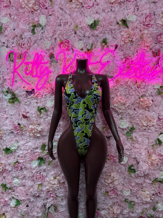 Exotic Dancewear One Piece Camo Print Bodysuit - Dancewear, Sexy for Performers, Events, or Special Occasions