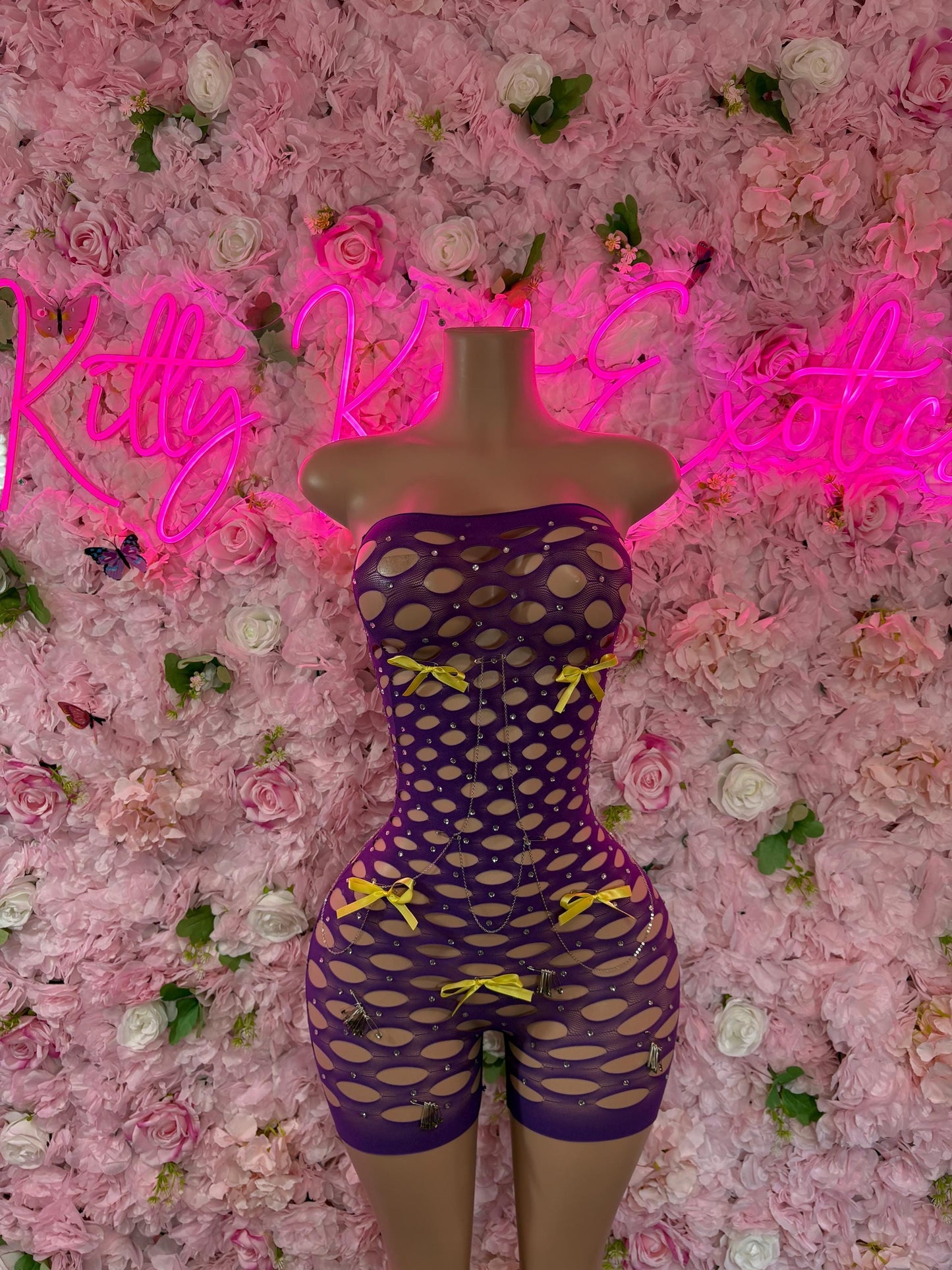 Rave Outfit One Piece Fishnet Purple Dancewear Exoticwear Festival wear