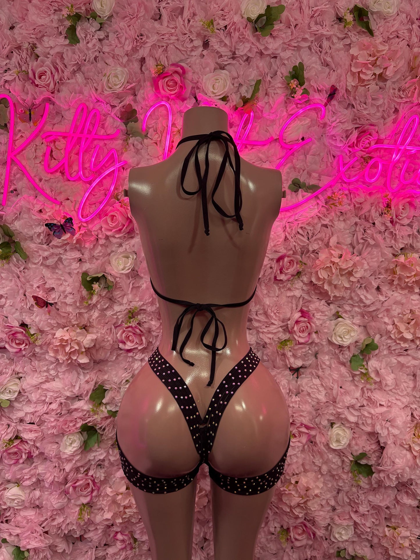 Exotic Dancewear One-Piece Black Rhinestone Bodysuit    Bartender  | Exotic Dancewear Festival wear Rave Outfit