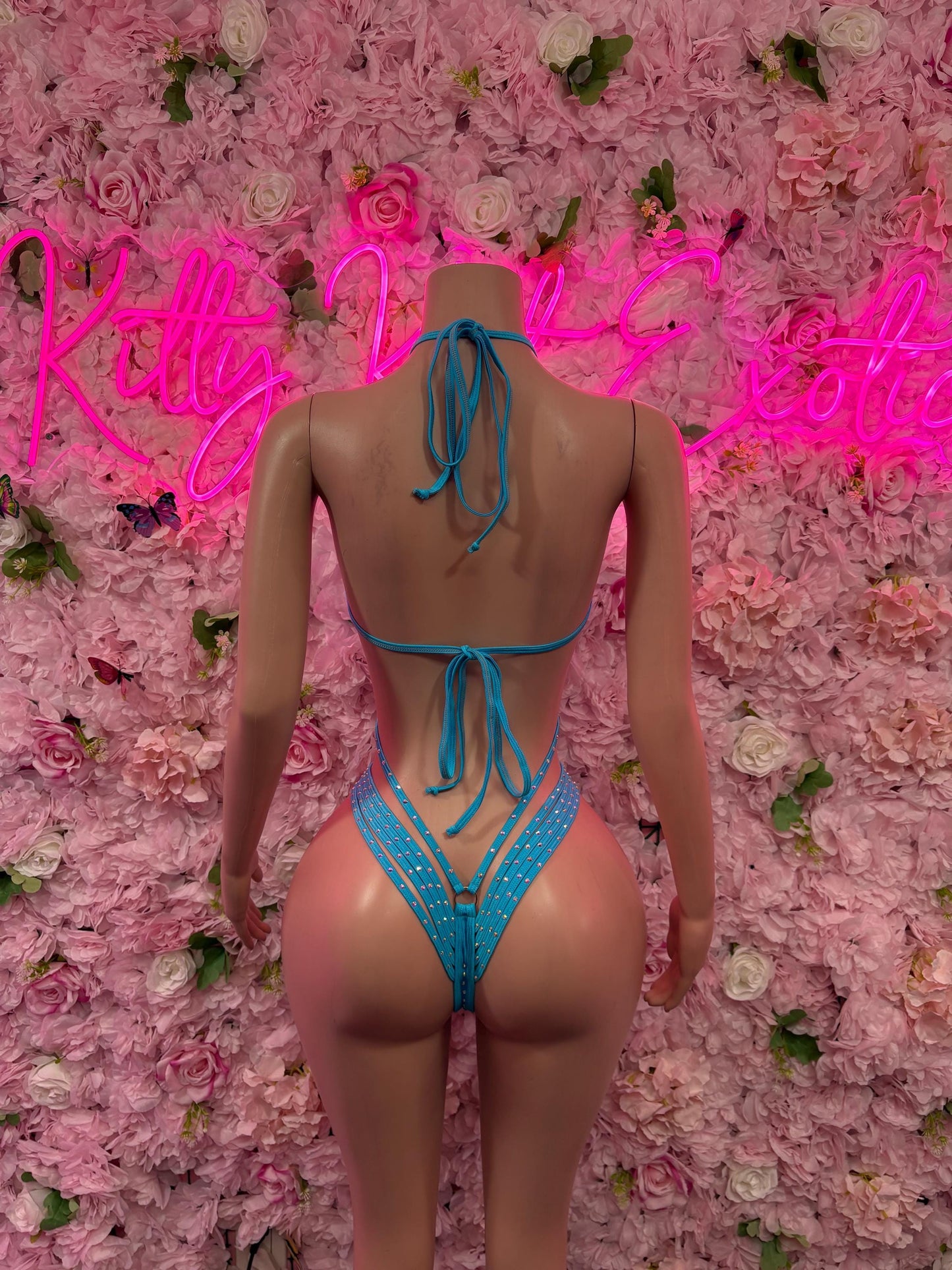 Rave Oufit One-Piece Blue Rhinestone Bodysuit    Bartender  | Exotic Dancewear Festival wear Rave Outfit