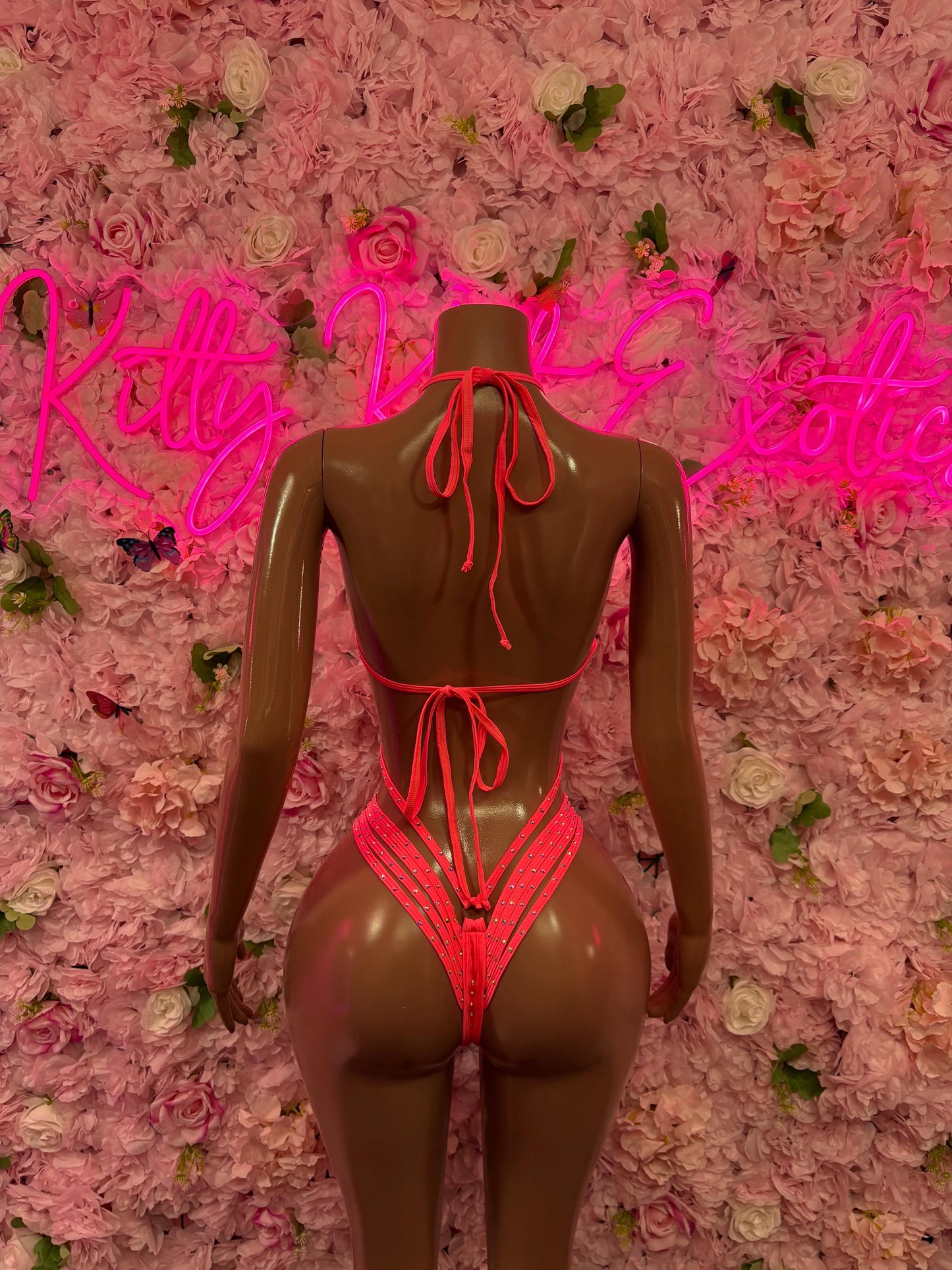 Rave Oufit One-Piece Coral Rhinestone Bodysuit    Bartender  | Exotic Dancewear Festival wear Rave Outfit