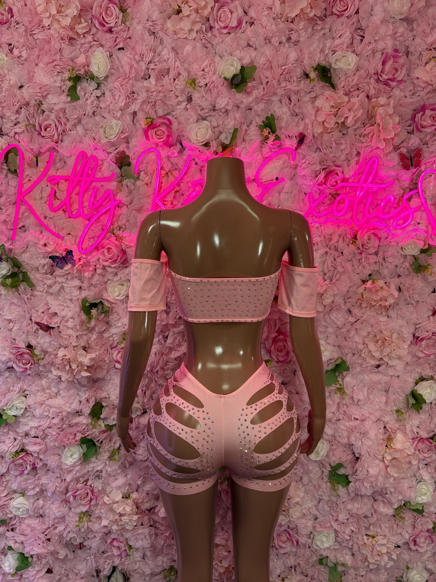 Coachella Outfit Two-Piece Pink Rhinestone Bodysuit    Bartender  | Exotic Dancewear Festival wear Rave Outfit