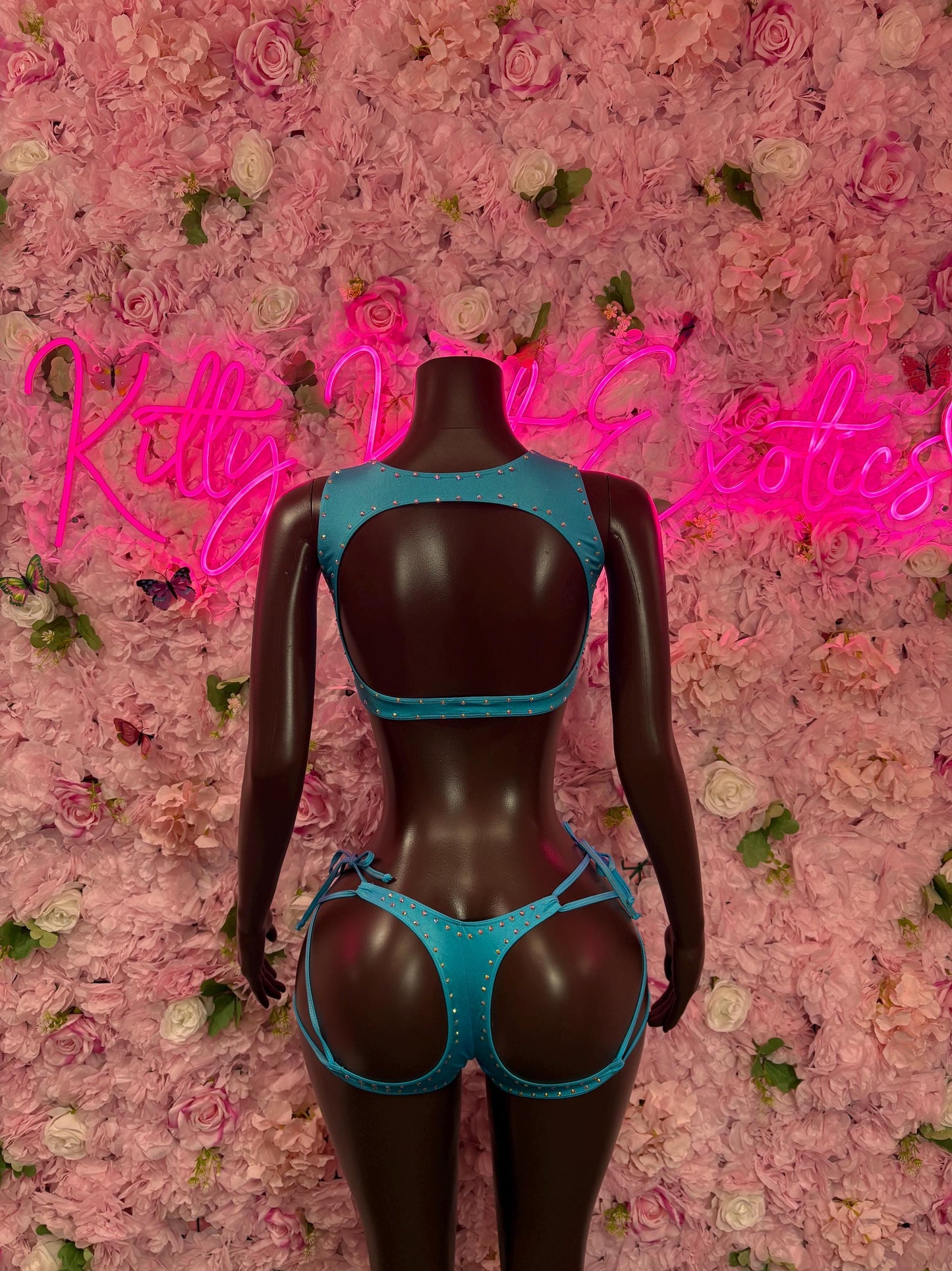 Costume Two-Piece Black  Rhinestone Bodysuit  Rave Outfit | Festival wear