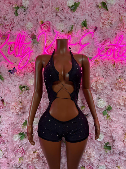 Rave Outfit  One Piece Black Bodysuit | Festival Outfit | Sexy Dancewear | Exotic Clubwear | Bottle Girl Outfitl