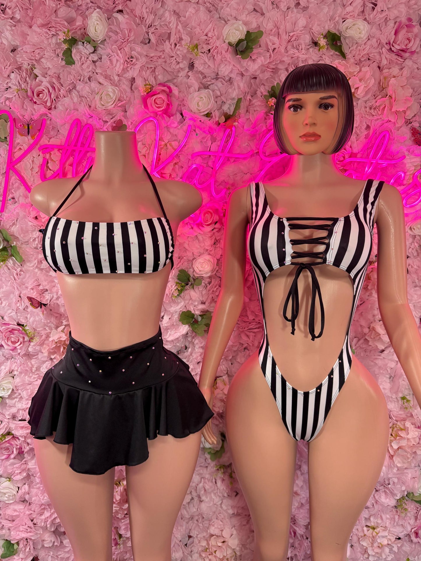 Referee Costume Set - One Piece Sports Bodysuit  for Women - Halloween, Rave, Clubwear, Game Day, Roleplay, Festival Look