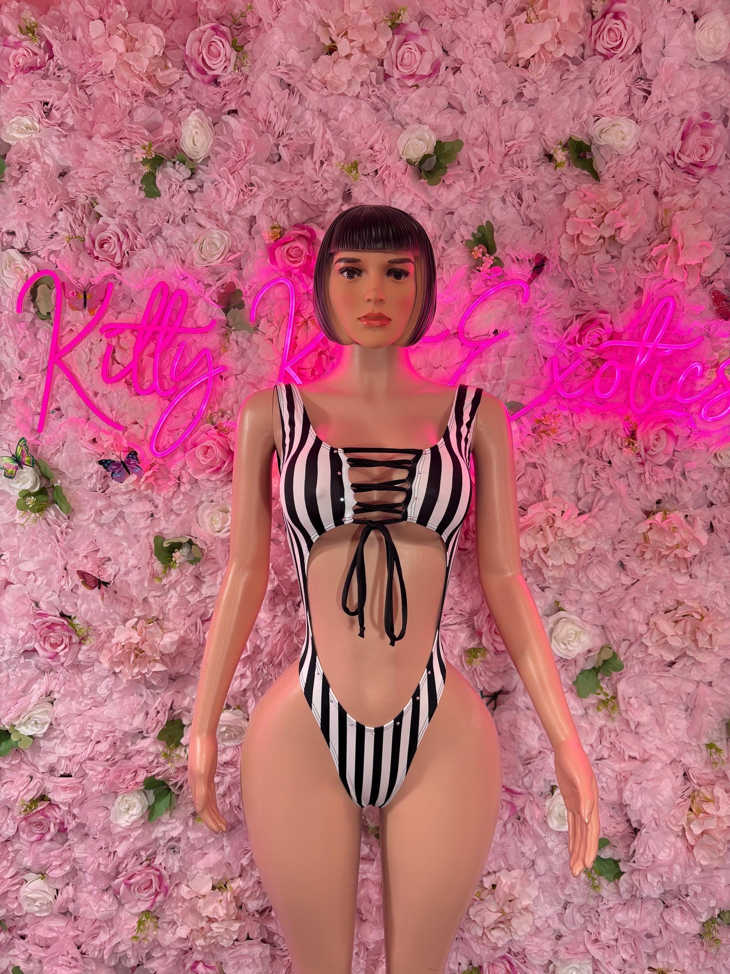 Referee Costume Set - One Piece Sports Bodysuit  for Women - Halloween, Rave, Clubwear, Game Day, Roleplay, Festival Look