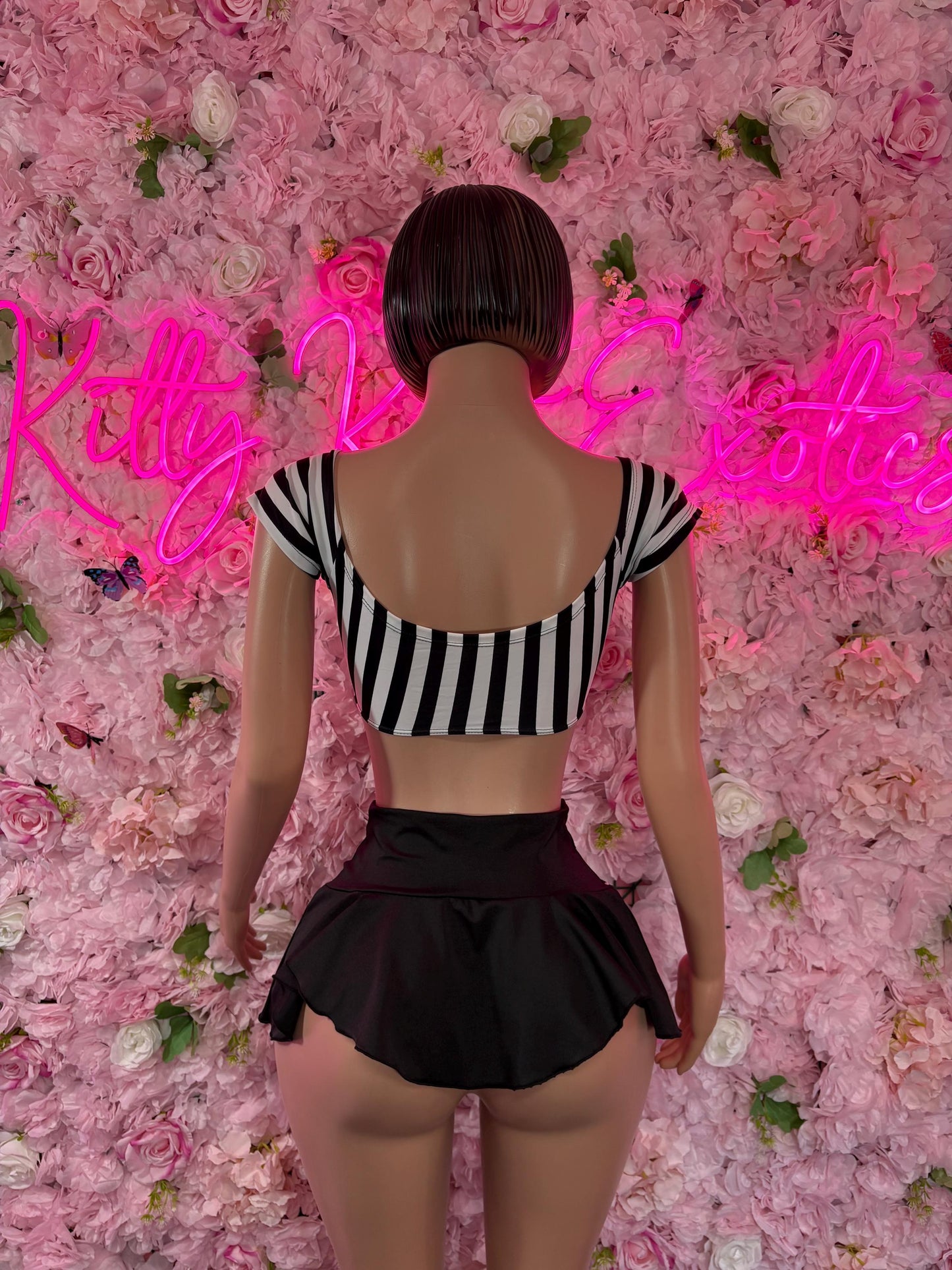 Bottle Girl Referee Costume Set - Two Piece Sports Skirt for Women - Halloween, Clubwear, Game Day, Roleplay, Festival Look