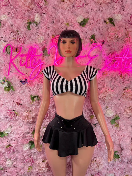 Bottle Girl Referee Costume Set - Two Piece Sports Skirt for Women - Halloween, Clubwear, Game Day, Roleplay, Festival Look