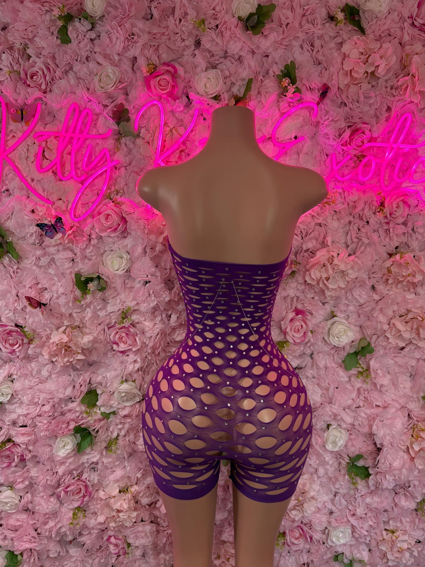 Rave Outfit One Piece Fishnet Purple Dancewear Exoticwear Festival wear