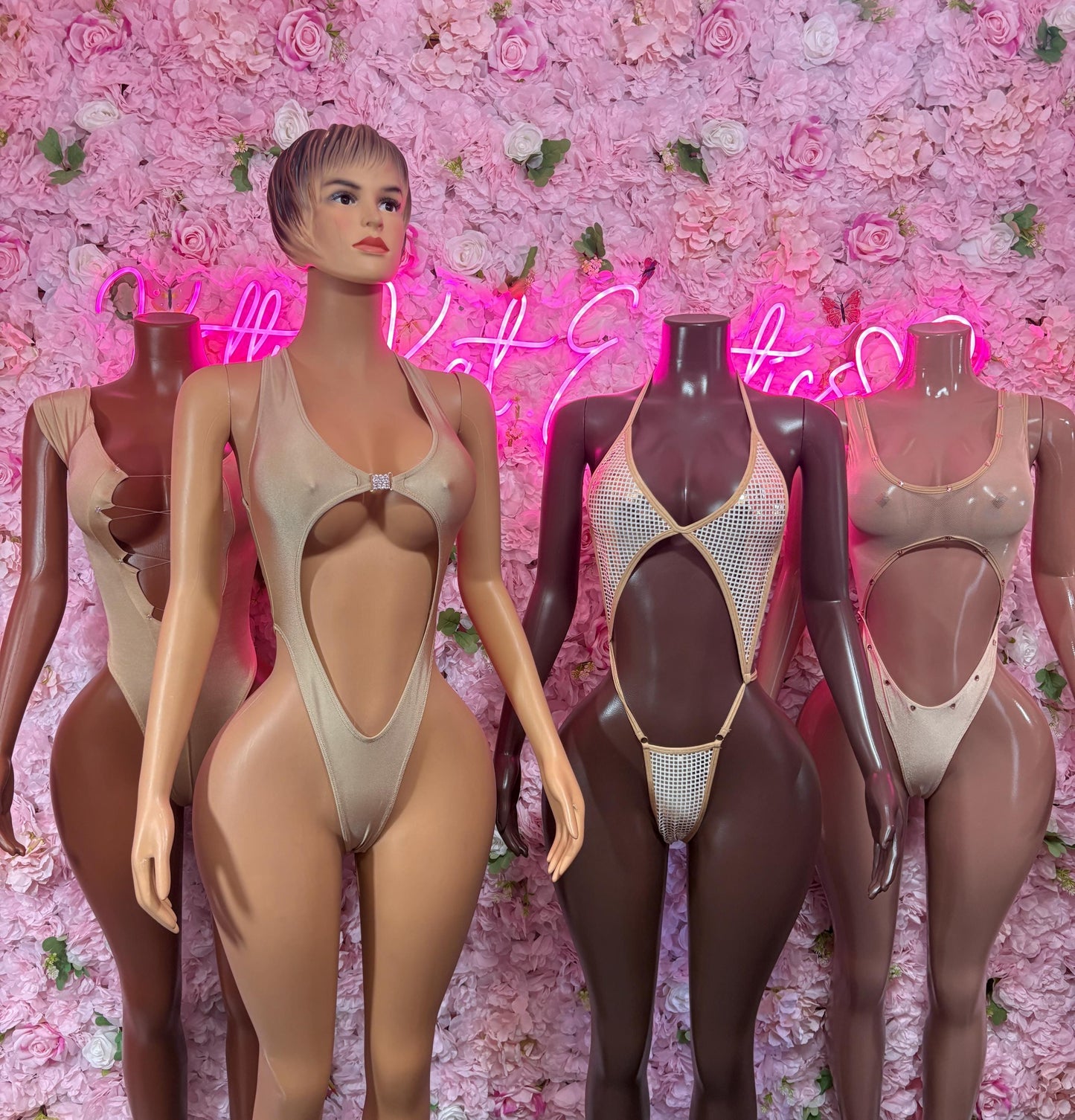 Exotic Dancewear One Piece Nude Bodysuit  -  Rave Oufit, Bartender Sexy for Performers, Events