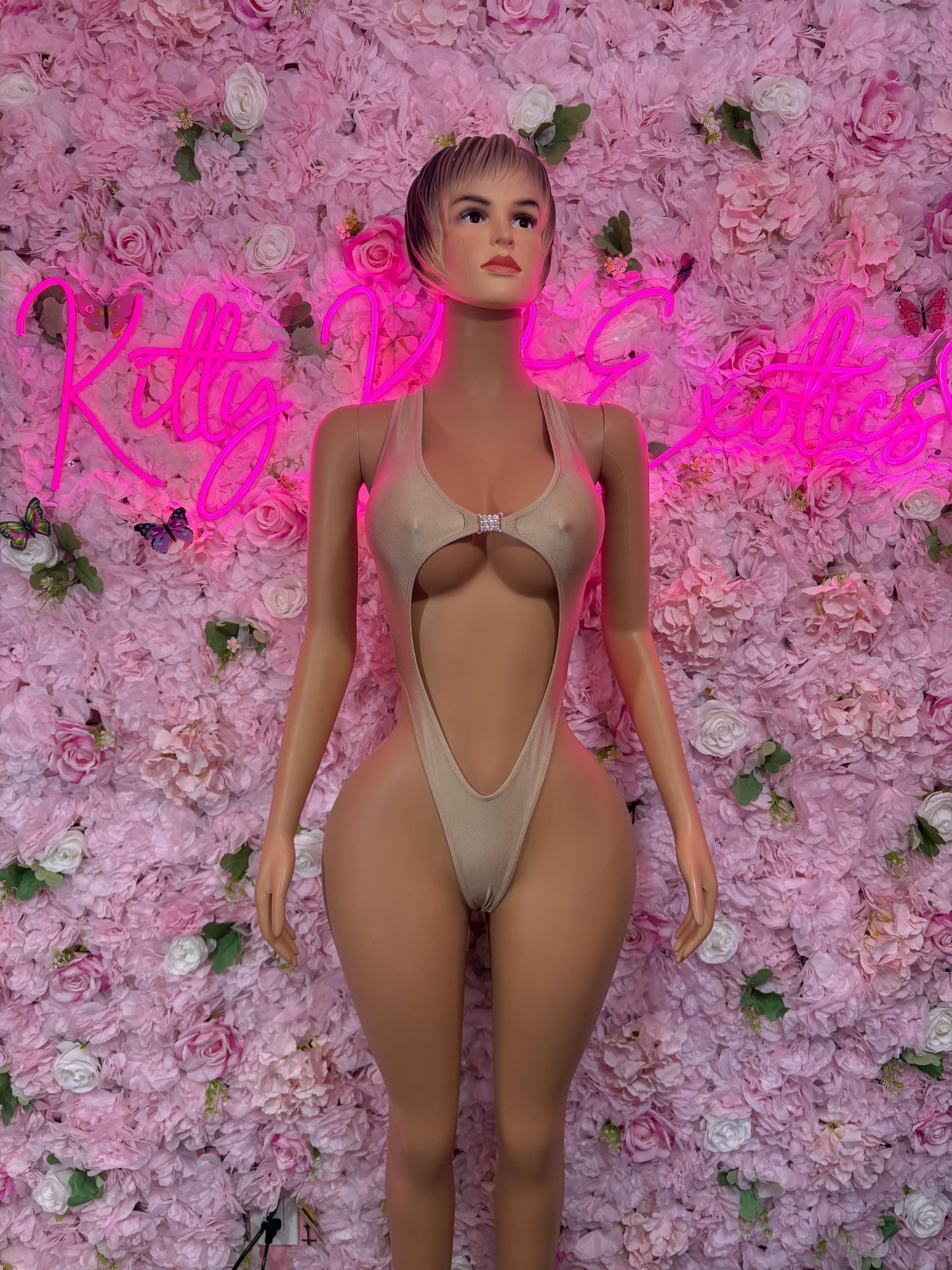 Exotic Dancewear One Piece Nude Bodysuit  -  Rave Oufit, Bartender Sexy for Performers, Events