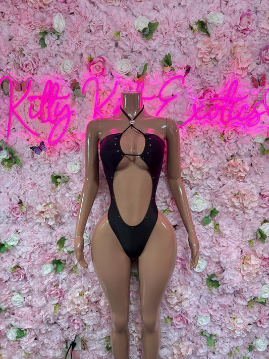 Exotic Dancewear Black One Piece Bodysuit - Sexy Performance Costume, Latin Sultry, Bold Dance Outfit, Womens Party Outfit