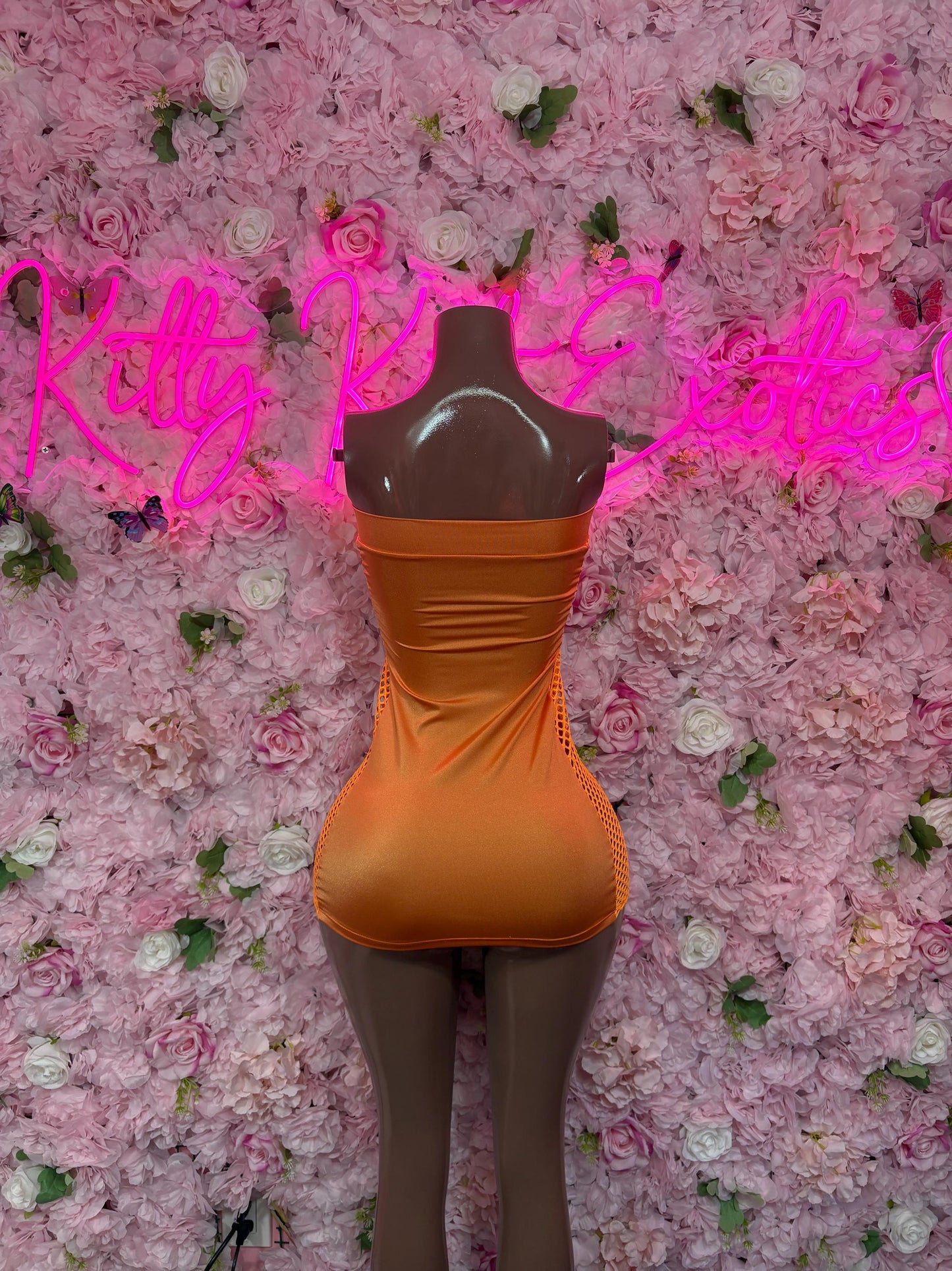 Ravewear Orange Exotic Dancewear Dress - Sexy Latin Dance Costume, Sultry Clubwear Gown, Bold Performance Outfit, Trendy Party Dress