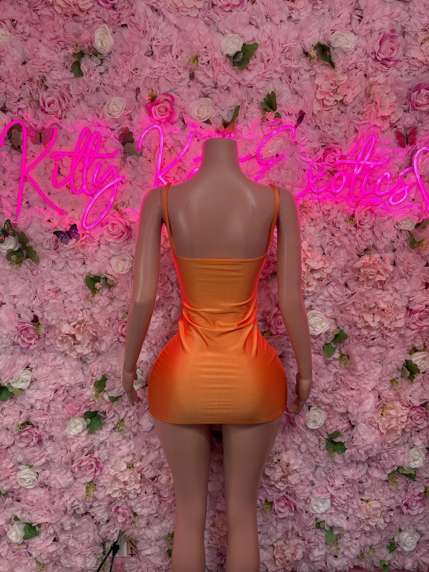 Ravewear Orange Exotic Dancewear Dress - Sexy Latin Dance Costume, Sultry Clubwear Gown, Bold Performance Outfit, Trendy Party Dress