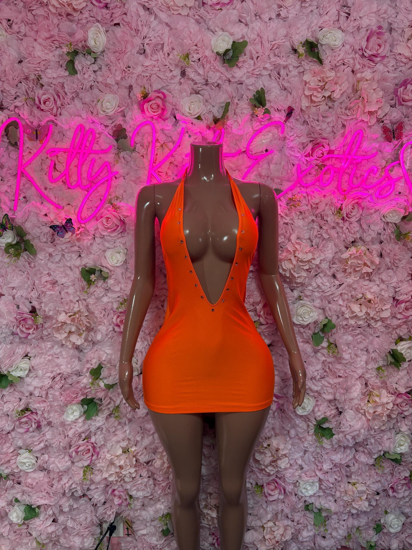 Ravewear Orange Exotic Dancewear Dress - Sexy Latin Dance Costume, Sultry Clubwear Gown, Bold Performance Outfit, Party Dress