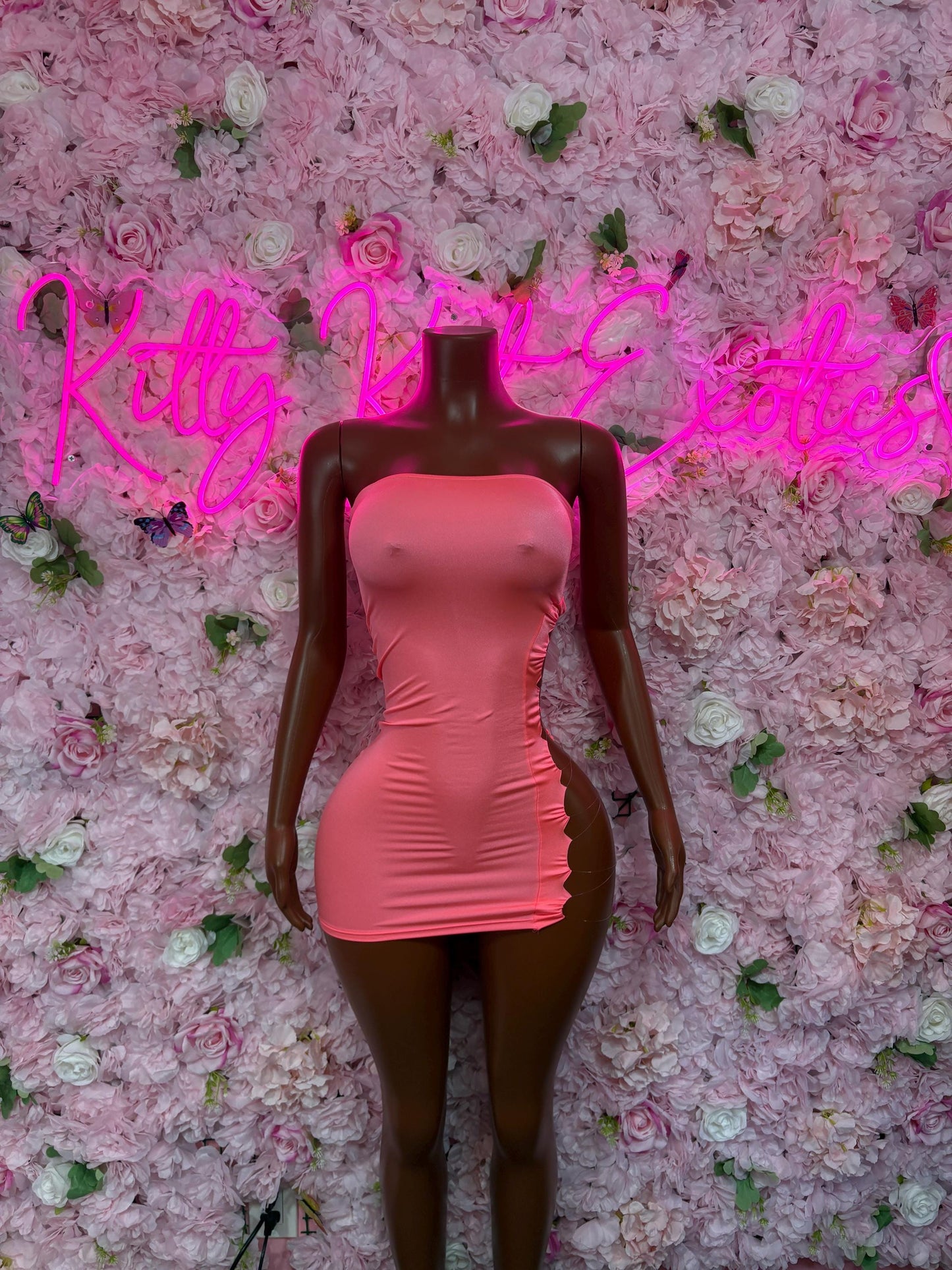 Ravewear Pink Exotic Dancewear Dress - Sexy Latin Dance Costume, Sultry Clubwear Gown, Bold Performance Outfit, Party Dress