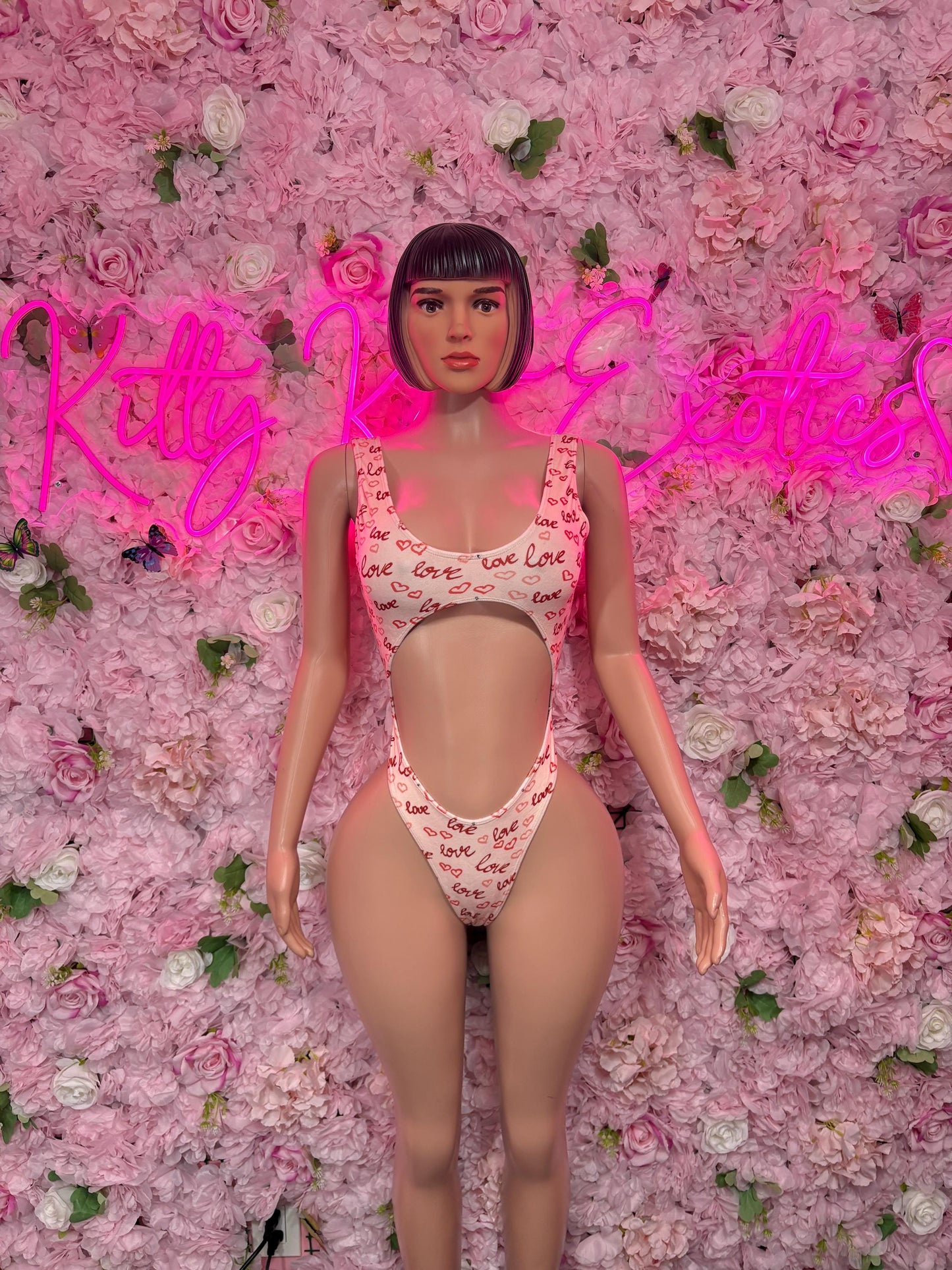 Exotic Dancewear One Piece  Heart Bodysuit    - Sexy Performance Costume, Latin Sultry, Bold Dance Outfit