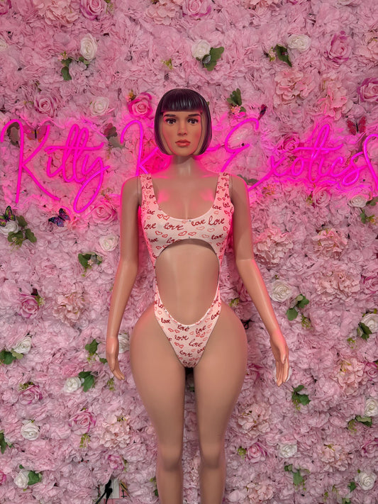 Exotic Dancewear One Piece  Heart Bodysuit    - Sexy Performance Costume, Latin Sultry, Bold Dance Outfit