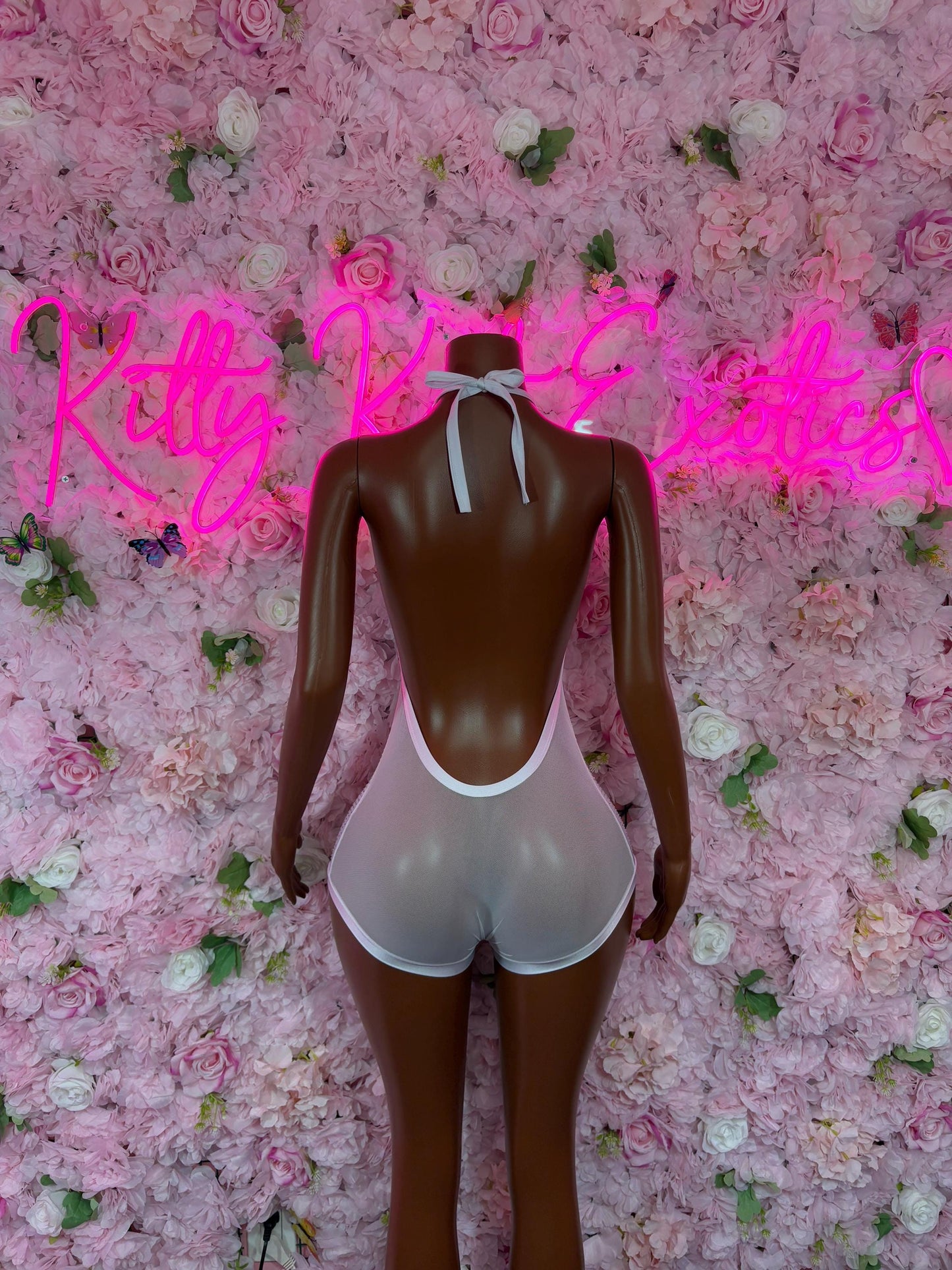 Exotic Dancewear One-Piece White Rhinestone Bodysuit  Rave Outfit | Festival wear