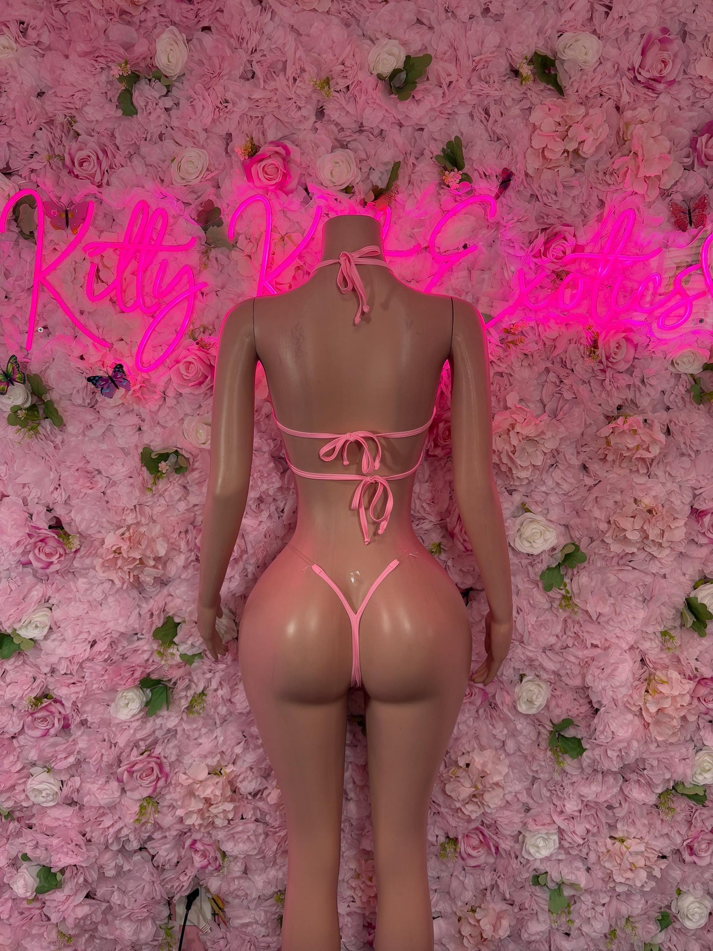 Womens Festival Outfit Two-Piece Pink Rhinestone Bikini  Sparkly Stripper Outfit, Festival & Dancer