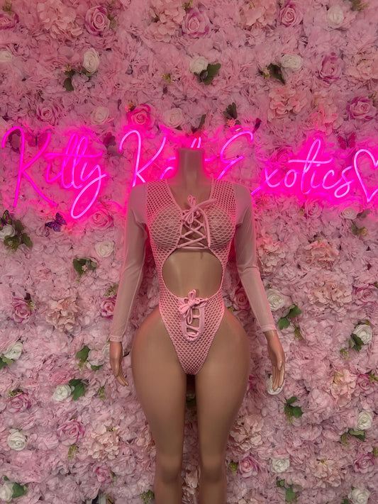Rave Outfit - Bottlegirl One Piece Bodysuit Pink  - Sexy Performance Costume, Exotic Dancewear, Bold Dance Outfit, Womens Party Outfit