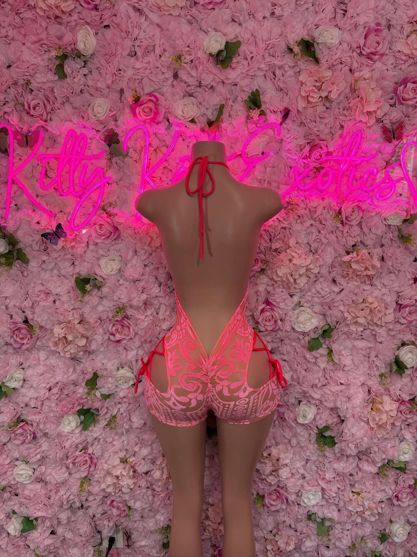 Rave Outfit - Bottlegirl One Piece Bodysuit Peach  - Sexy Performance Costume, Exotic Dancewear, Bold Dance Outfit, Womens Party Outfit