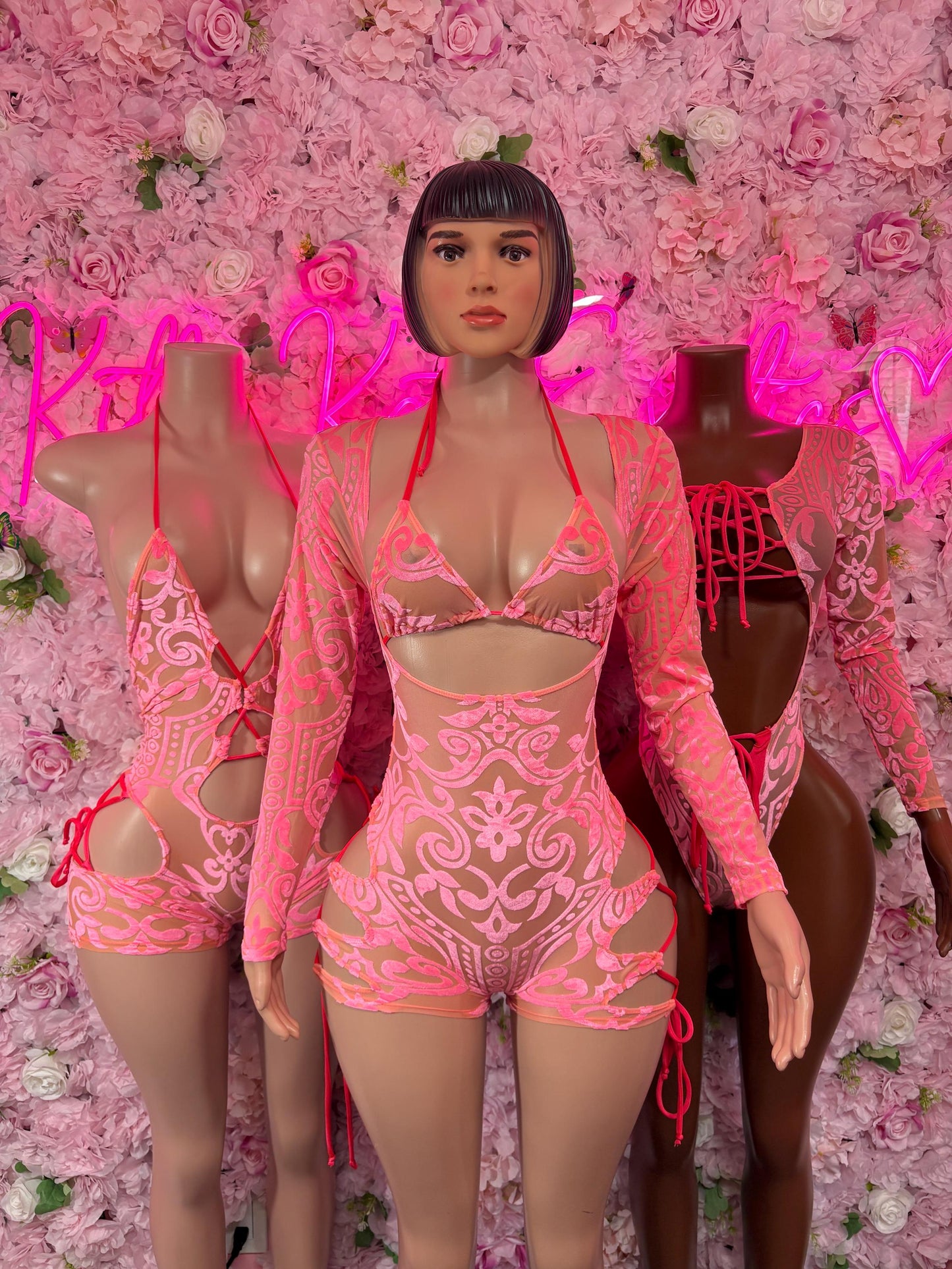 Rave Outfit - Bottlegirl One Piece Bodysuit Peach  - Sexy Performance Costume, Exotic Dancewear, Bold Dance Outfit, Womens Party Outfit