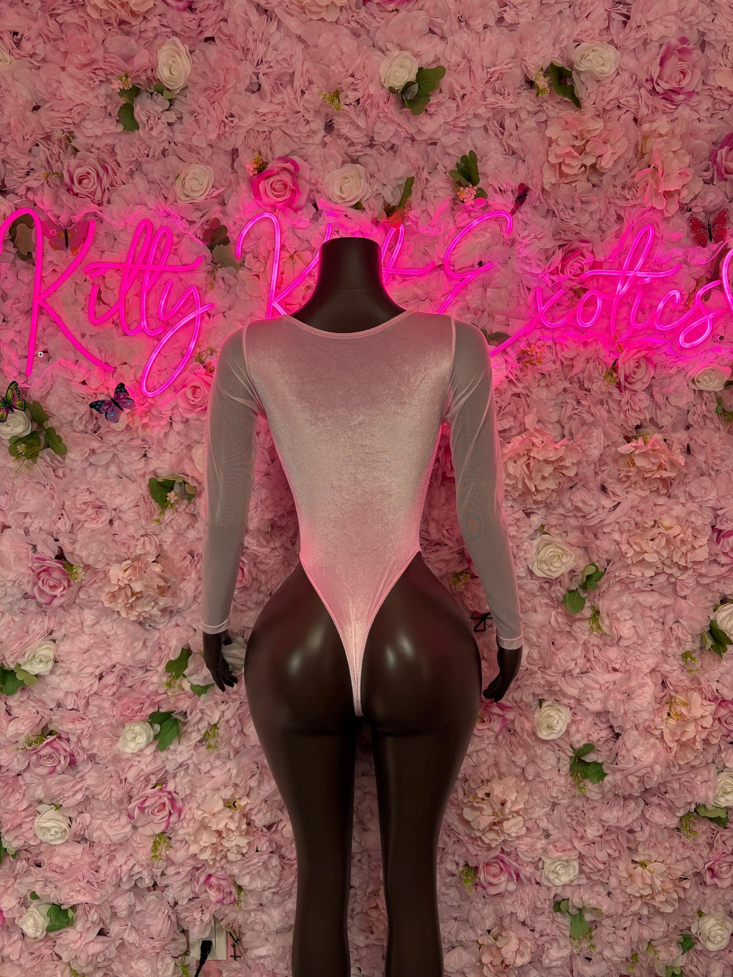 Rave Outfit - Bottlegirl One Piece Bodysuit Pink Velvet  - Sexy Performance Costume, Exotic Dancewear, Bold Dance Outfit