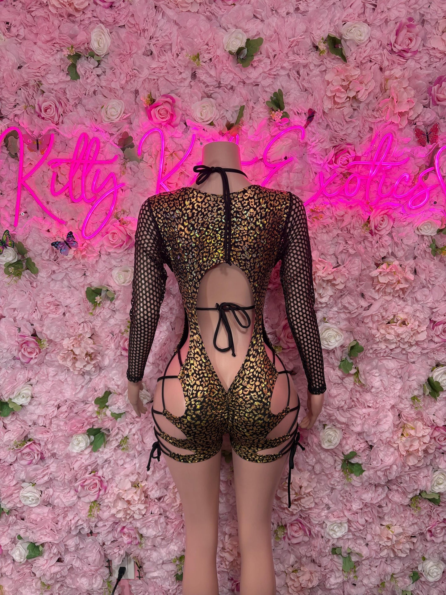 Ravewear One-Piece Gold Cheetah  Bodysuit  Exotic Dancewear for Performers, Raves, or Night Out | Bottle girl Outfits