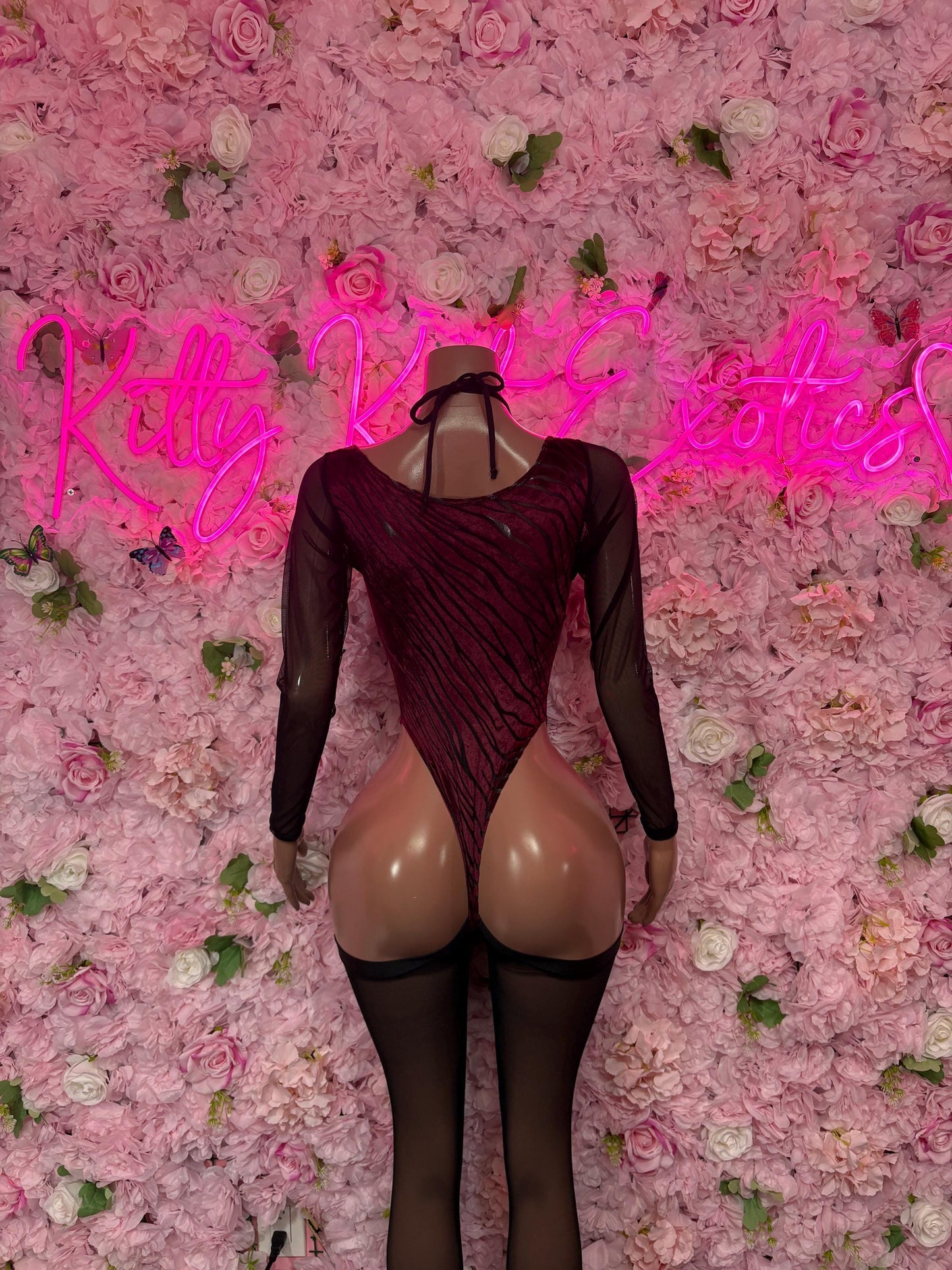 Rave Outfit - Bottlegirl One Piece Bodysuit Burgundy Velvet  - Sexy Performance Costume, Exotic Dancewear, Bold Dance Outfit