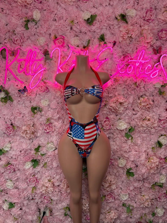 USA - 4th of July One Piece Bodysuit Patriotic Swimsuit for Beach, Pool Parties, or Summer Fun | Stylish and Comfortable Swimwear