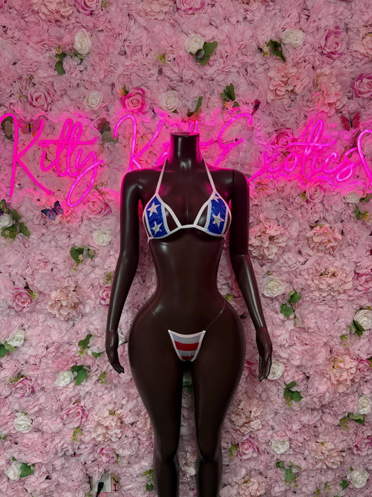 USA Flag  Two - Piece Bikini Patriotic Swimsuit for Beach, Pool Parties, or Summer Fun | Stylish and Comfortable Swimwear