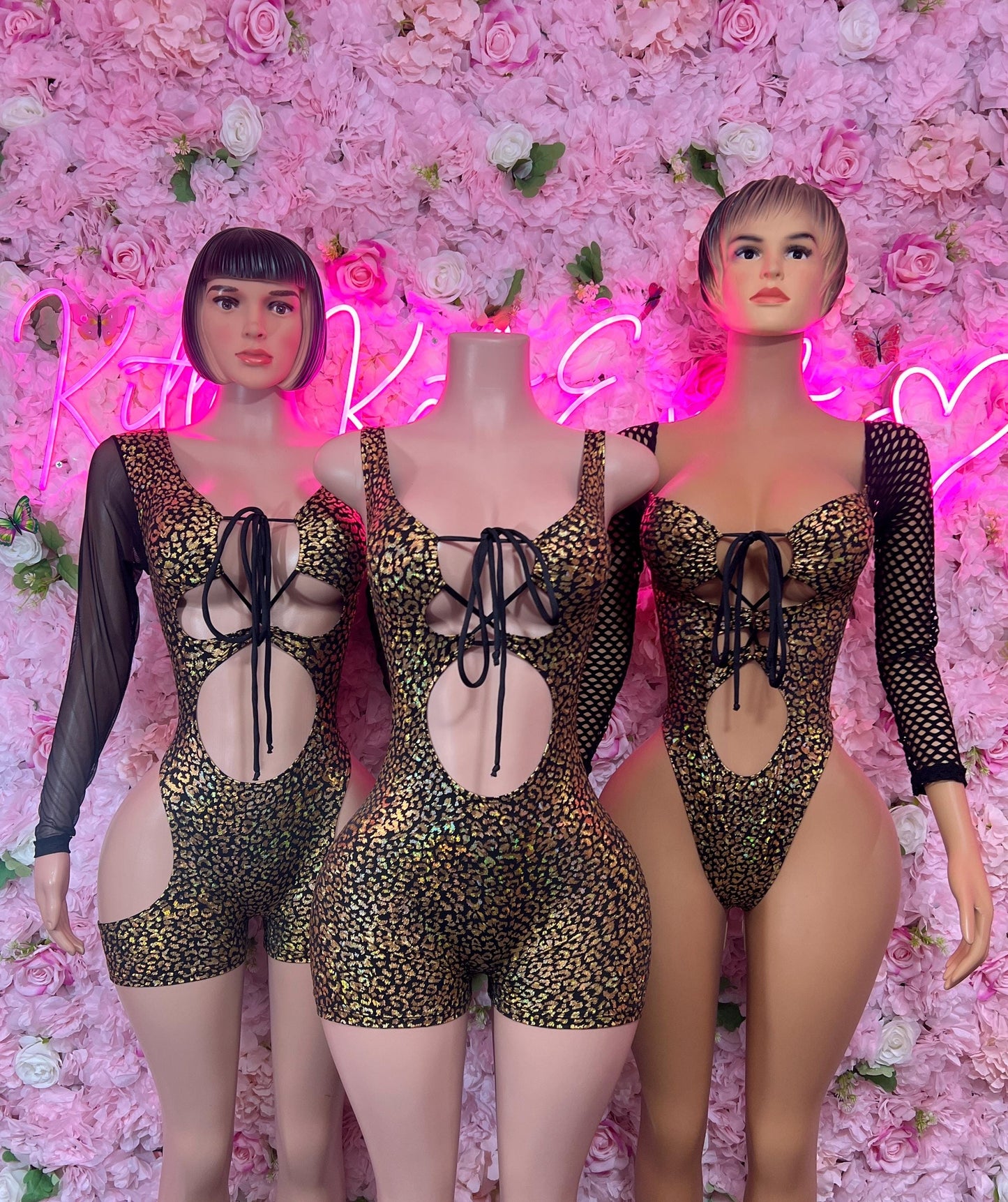 Bottlegirl One-Piece Gold Cheetah  Bodysuit  Exotic Dancewear for Performers, Raves, or Night Out | Bottle girl Outfits