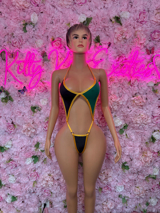 Jamaica Flag Bodysuit Set | One-Piece Swimsuit | Festival Outfit | Jamaica Bikini | Country Flag Swimwear | Beachwear | Carnival Outfit