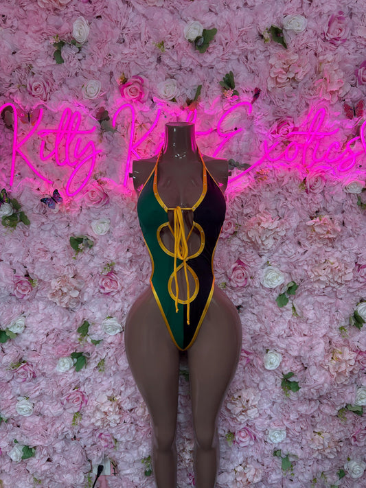 Jamaica Flag Bodysuit Set | One-Piece Swimsuit | Festival Outfit | Jamaica Bikini | Country Flag Swimwear | Beachwear | Carnival Outfit