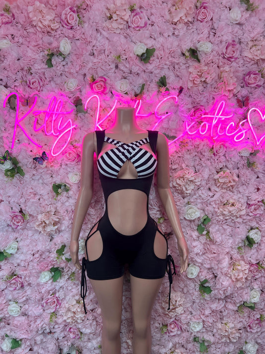 Bottlegirl Referee Costume Set - One-Piece Sports Bodysuit for Halloween, Game Day, Clubwear, Sports Bar,  Roleplay & Festivals