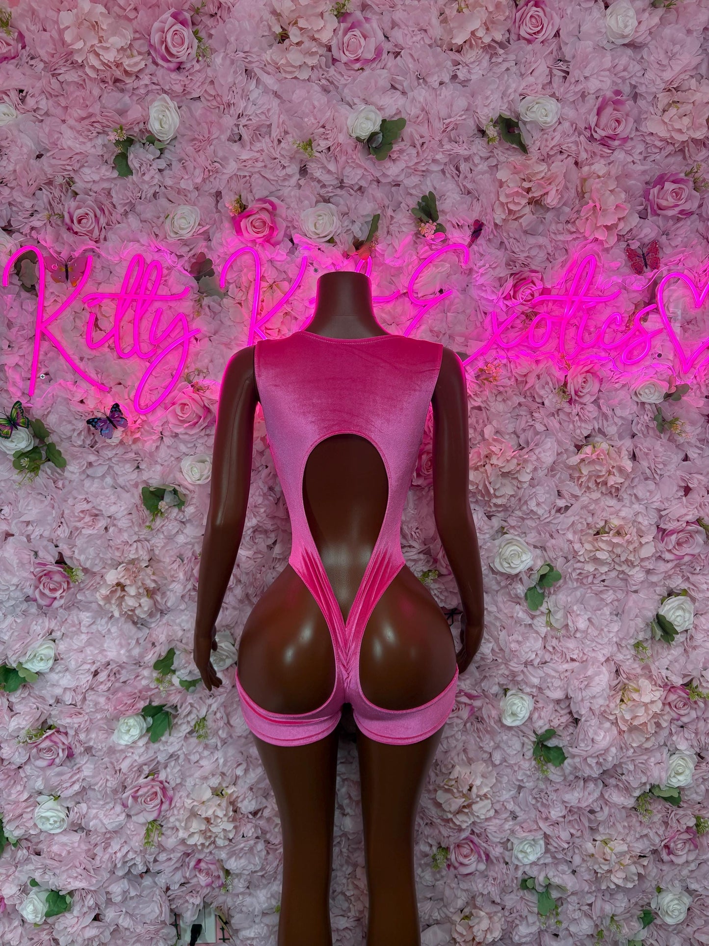 Bottlegirl One Piece Bodysuit Pink Velvet  - Sexy Performance Costume, Exotic Dancewear, Bold Dance Outfit, Womens Party Outfit