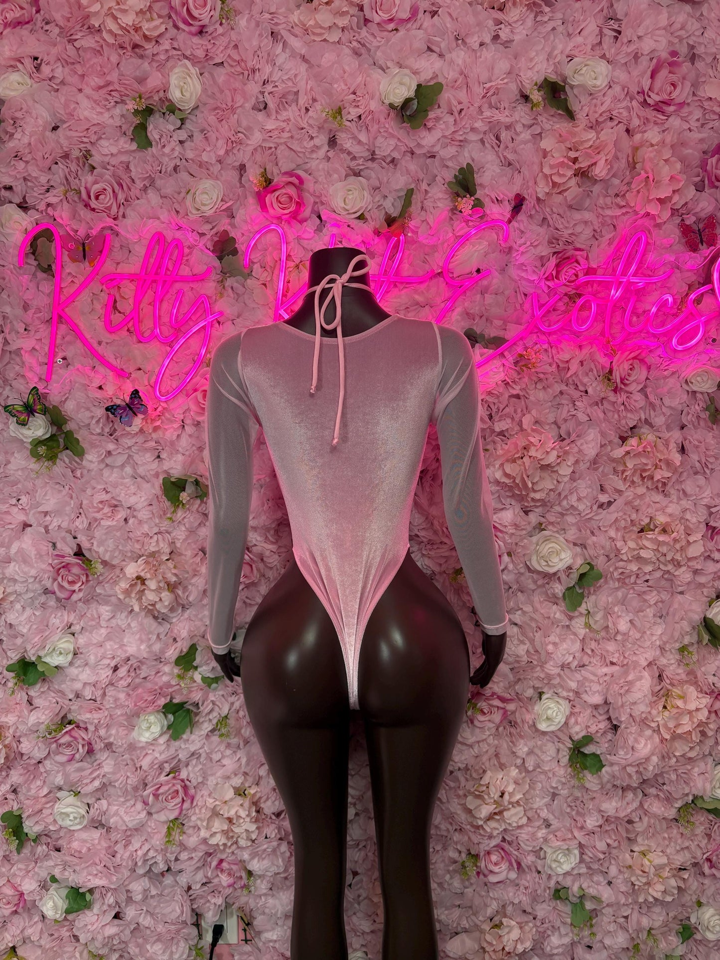 Bottlegirl One Piece Bodysuit Pink Velvet  - Sexy Performance Costume, Exotic Dancewear, Bold Dance Outfit, Womens Party Outfit