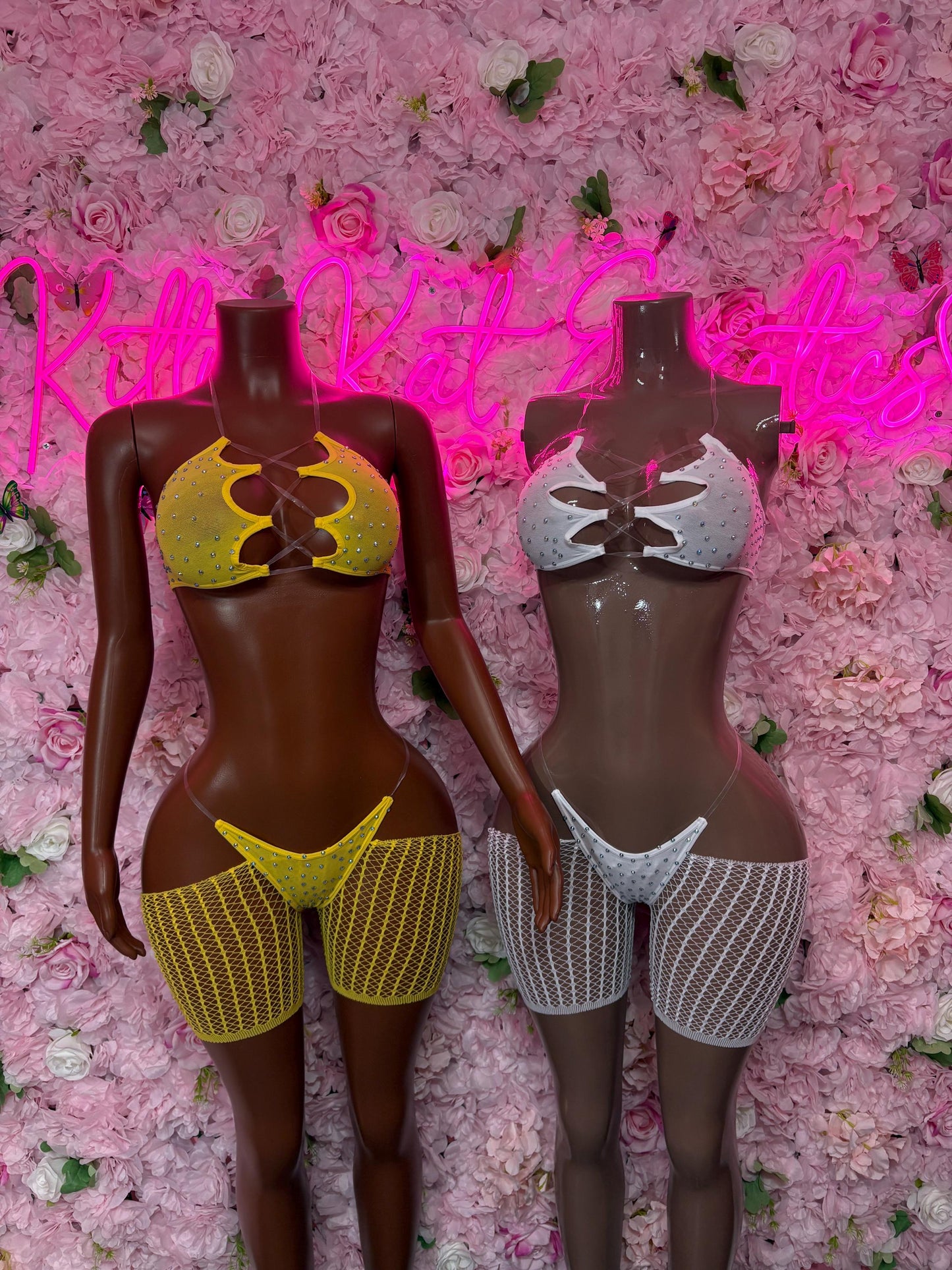 Fishnet Bodysuit Two-Piece Yellow  Exotic Dancewear, Ravewear for Performers, Raves, or Night Out | Bottle girl Outfits