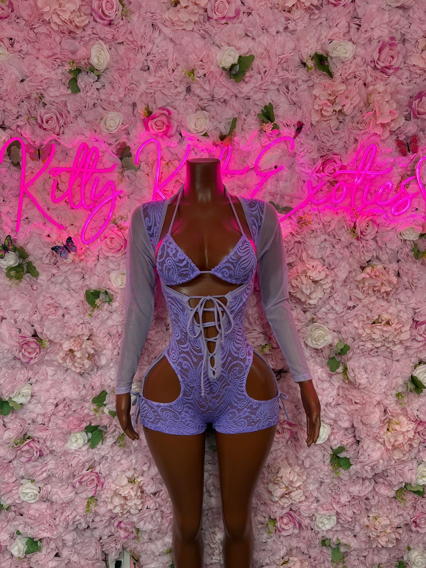 Ravewear Bodysuit One-Piece Lilac  Exotic Dancewear, Ravewear for Performers, Raves, or Night Out | Bottle girl Outfits