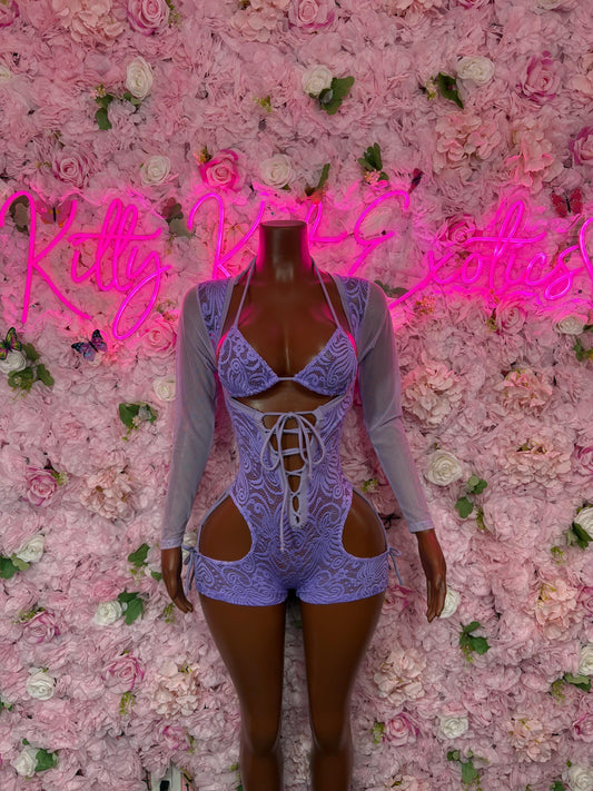Ravewear Bodysuit One-Piece Lilac  Exotic Dancewear, Ravewear for Performers, Raves, or Night Out | Bottle girl Outfits