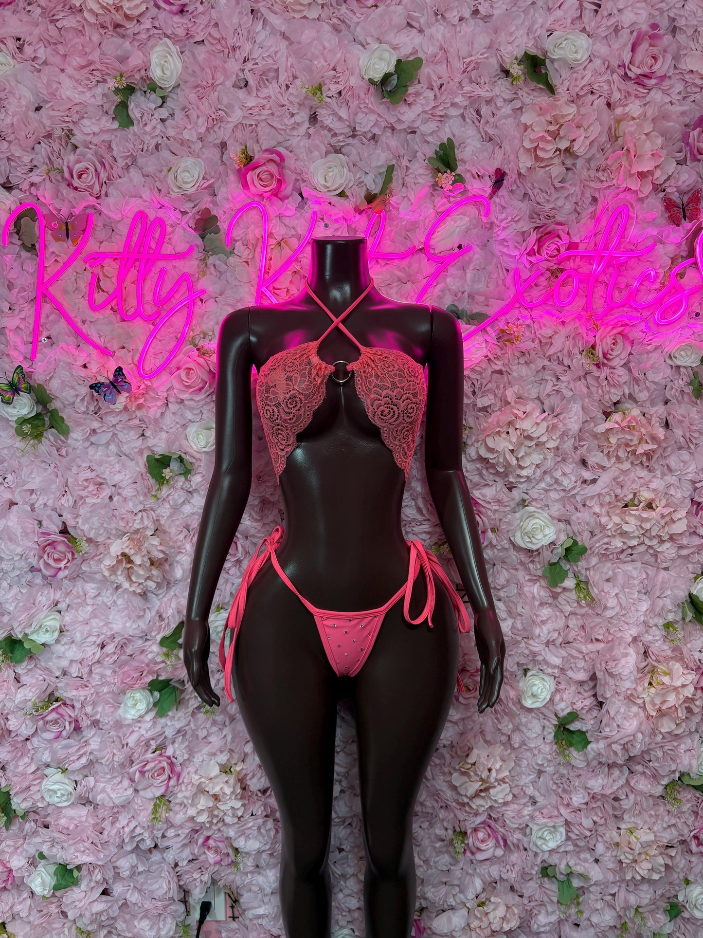 Ravewear Two-Piece Coral Lace Bikini  Exotic Dancewear, Ravewear for Performers, Raves, or Night Out | Bottle girl Outfits