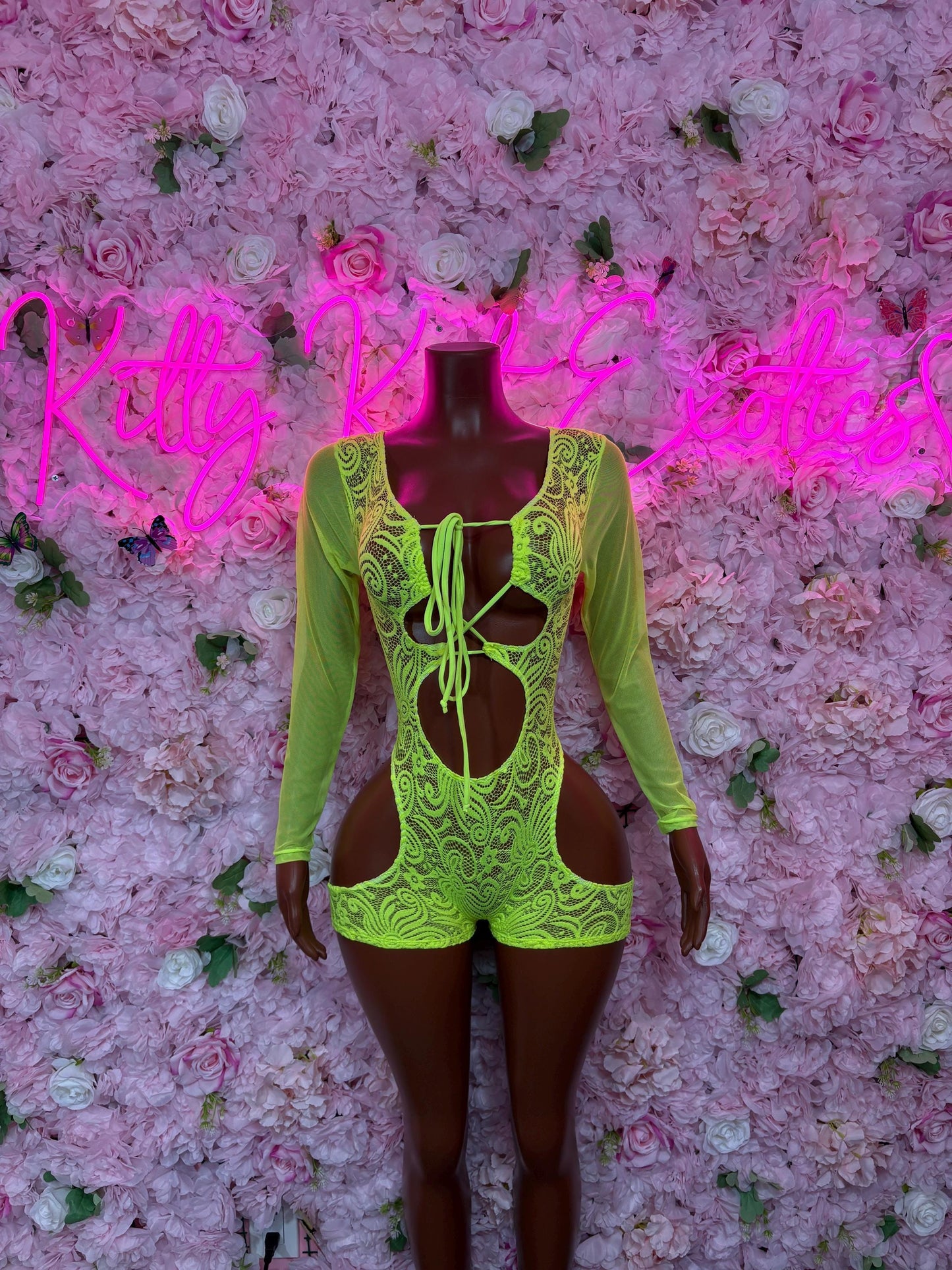 Rave Outfit Bodysuit One-Piece Neon Lace  Exotic Dancewear, Ravewear for Performers, Raves, or Night Out | Bottle girl Outfits