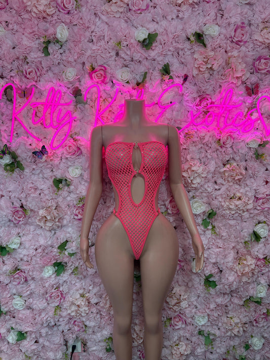 Ravewear  Bodysuit One-Piece Coral Fishnet  Exotic Dancewear, Ravewear for Performers, Raves, or Night Out | Bottle girl Outfits
