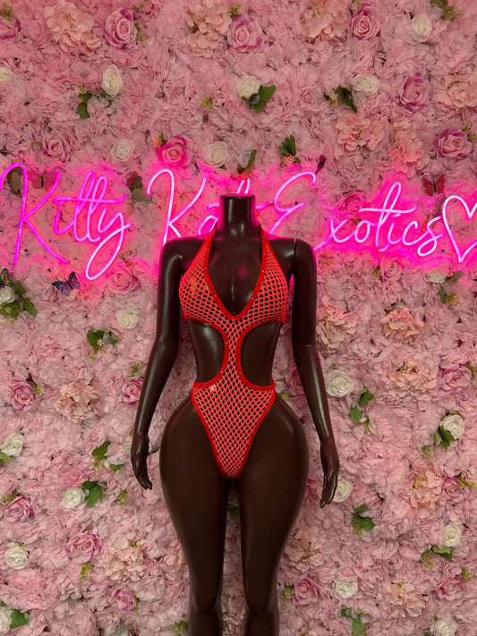Ravewear  Bodysuit One-Piece Coral Fishnet  Exotic Dancewear, Ravewear for Performers, Raves, or Night Out | Bottle girl Outfits