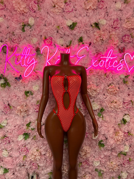 Ravewear  Bodysuit One-Piece Coral Fishnet  Exotic Dancewear, Ravewear for Performers, Raves, or Night Out | Bottle girl Outfits